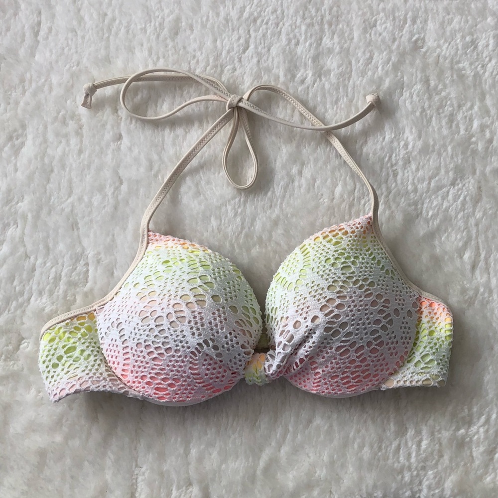 Victoria’s Secret PINK | Halter Push-up Rainbow Bikini Top